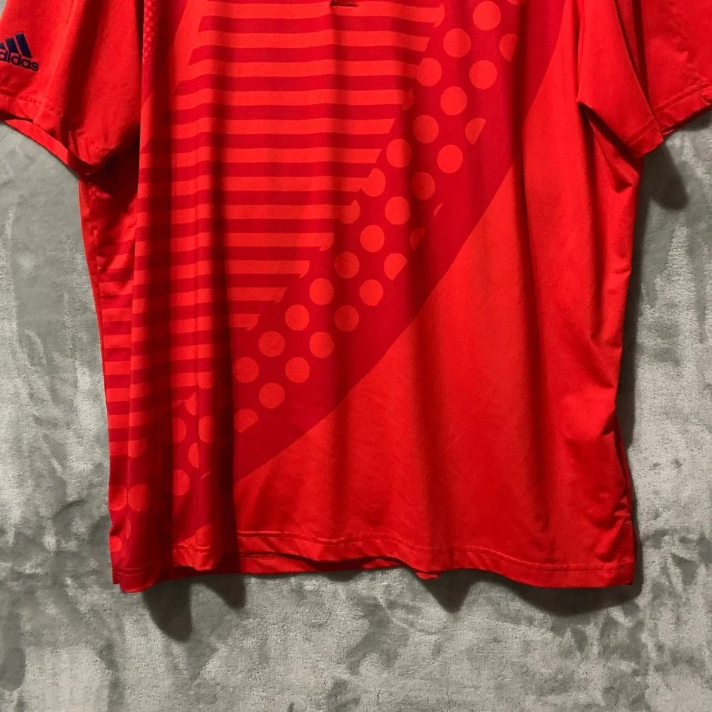 Adidas‎ Team USA Mens XL Red Graphic Performance Polo Shirt FR9663 Short Sleeve